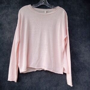 Eileen Fisher 100% Organic Linen Knit Sweater Womens S/P Minimalist Quiet Luxury